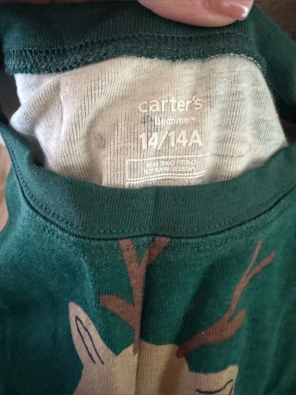 Carter's Green Reindeer Holiday Pajama Set